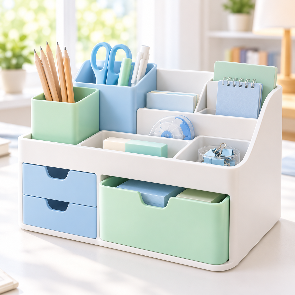 Pastel Desktop Organizer with Drawers — main image