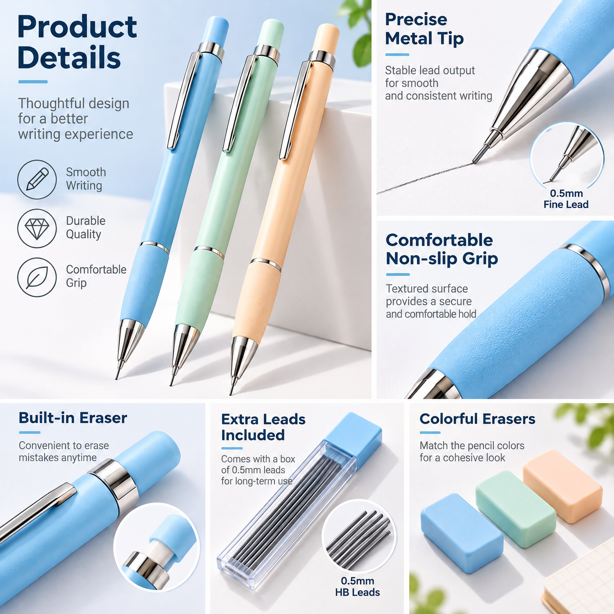 Pastel Mechanical Pencil Set — details