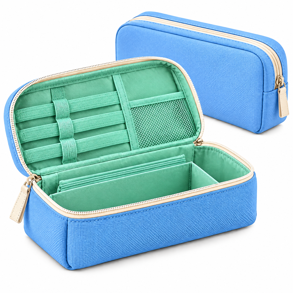 Sky Blue Zip-Around Pencil Case — product view