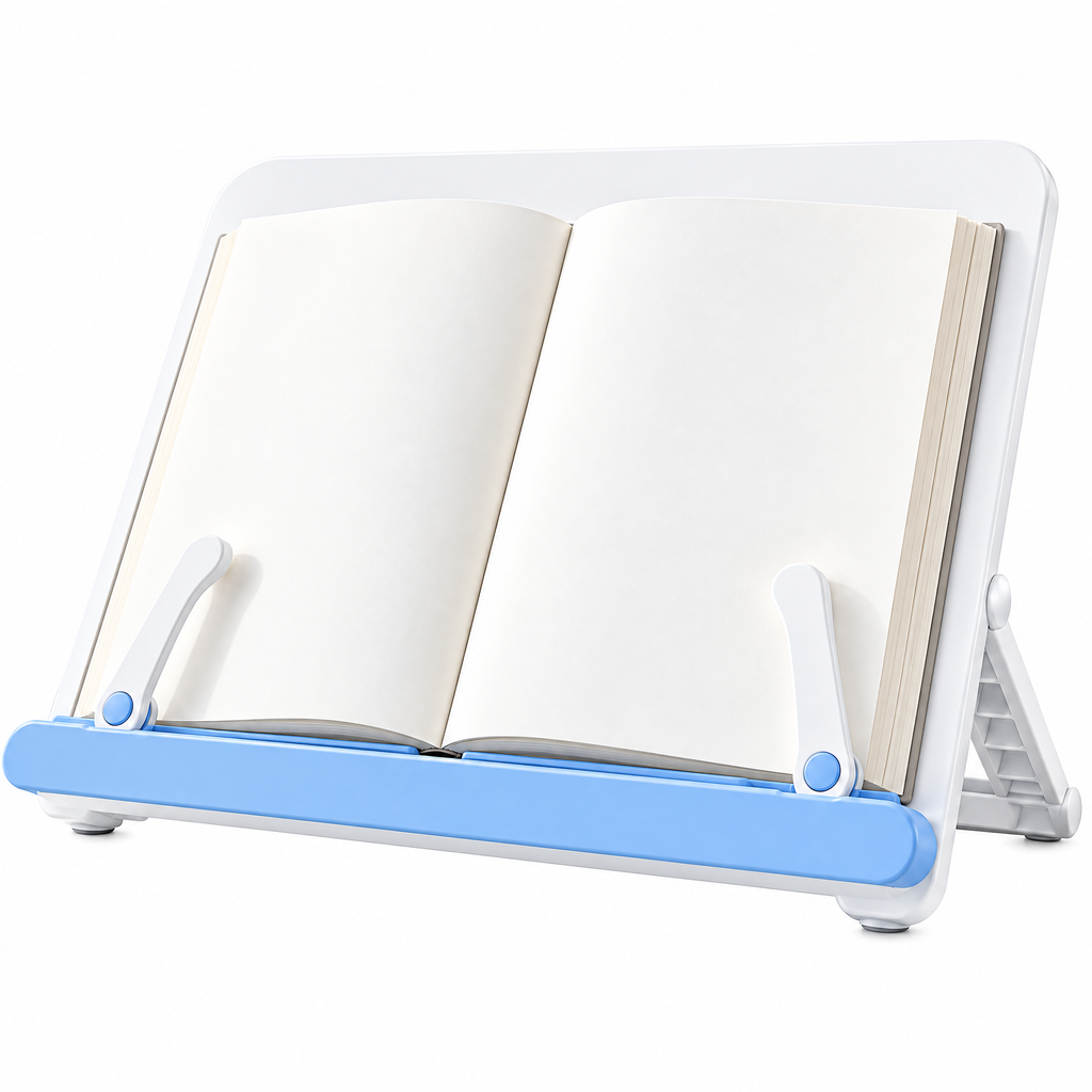 Adjustable White & Blue Reading Stand — product view