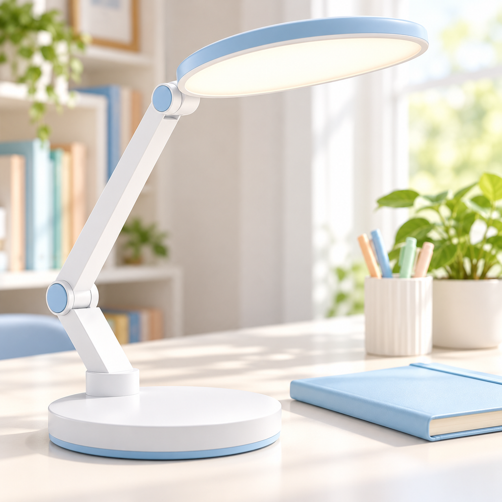 White & Blue Adjustable LED Desk Lamp — main image